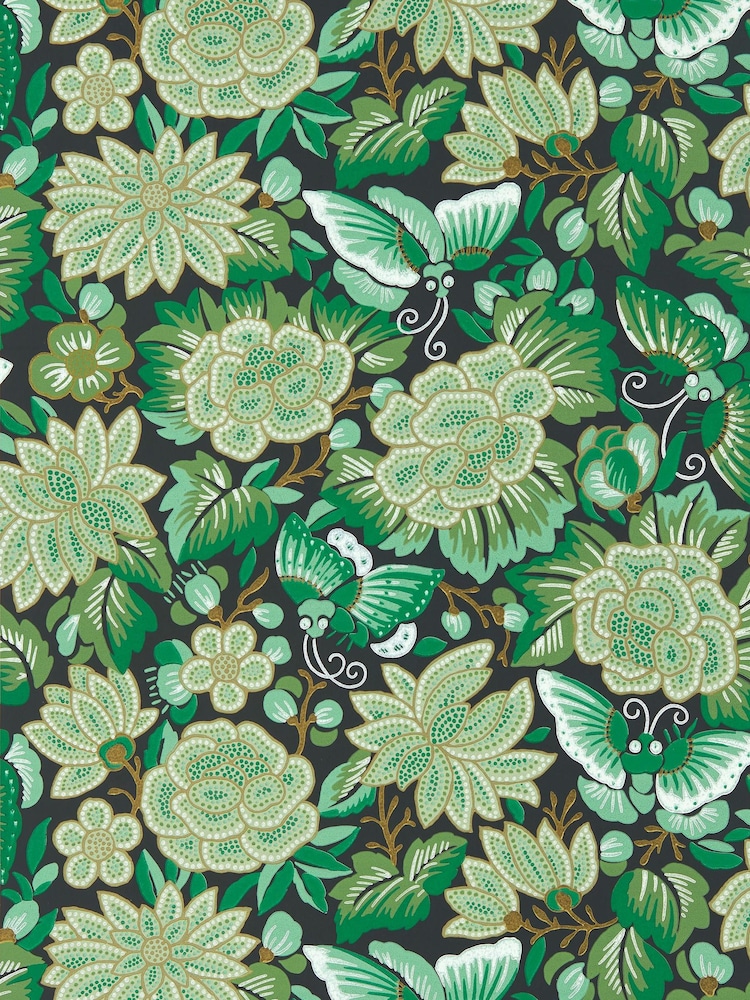 Sanderson Green Amar Butterfly 10.05M Wallpaper - Image 1 of 1