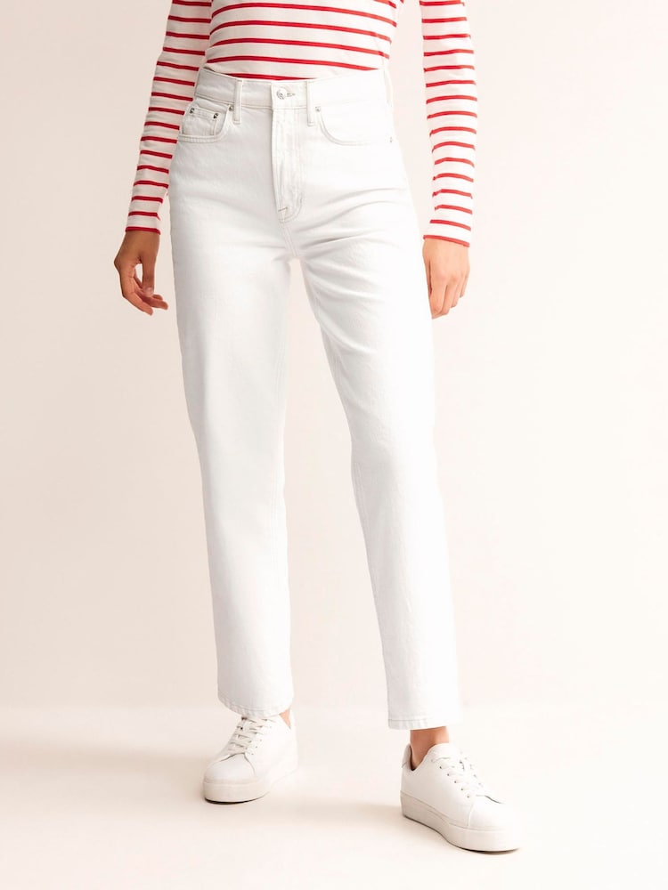 Boden White High Rise True Straight Jeans - Image 1 of 6