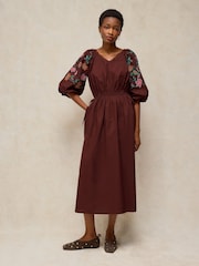 White Stuff Brown Winnie Embroidered Dress - Image 1 of 6