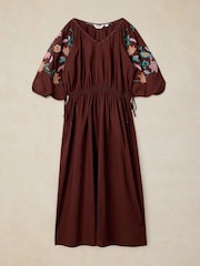 White Stuff Brown Winnie Embroidered Dress - Image 5 of 6