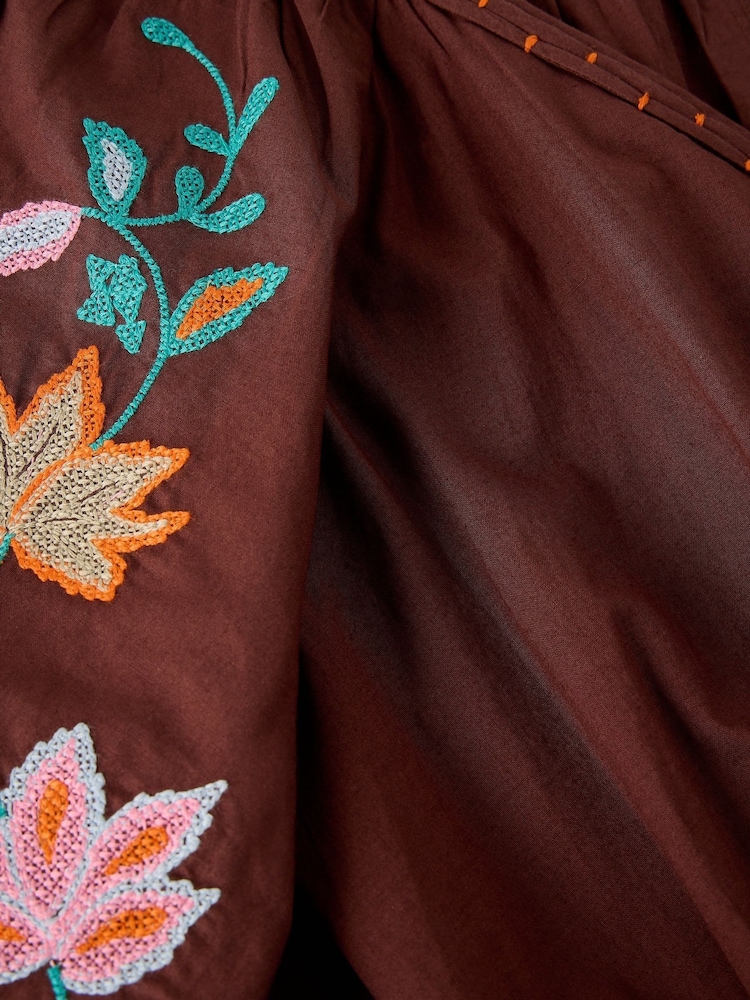 White Stuff Brown Winnie Embroidered Dress - Image 6 of 6