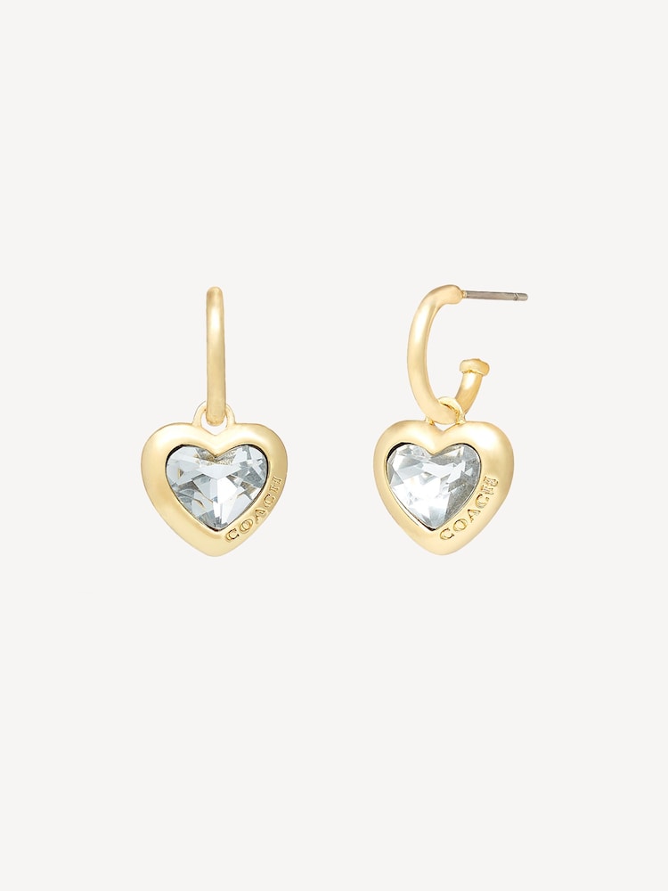 COACH Heart Charm Huggie Earrings - Image 1 of 2