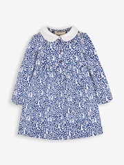 JoJo Maman Bébé Navy Blue Bunny Floral Peter Pan Dress - Image 1 of 3