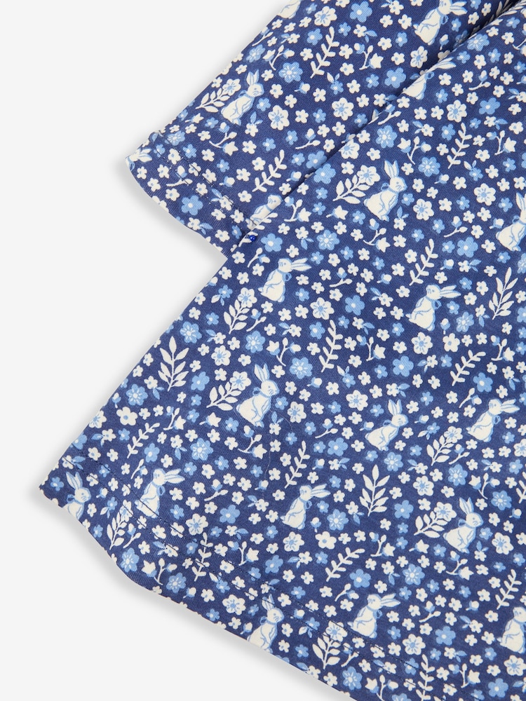JoJo Maman Bébé Navy Blue Bunny Floral Peter Pan Dress - Image 3 of 3