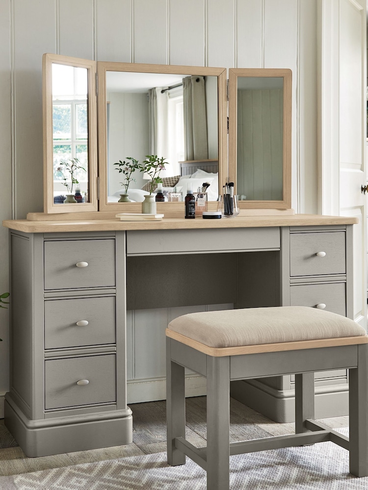 Light Brown Hampton Country Luxe Painted Oak Dressing Table Mirror - Image 1 of 8