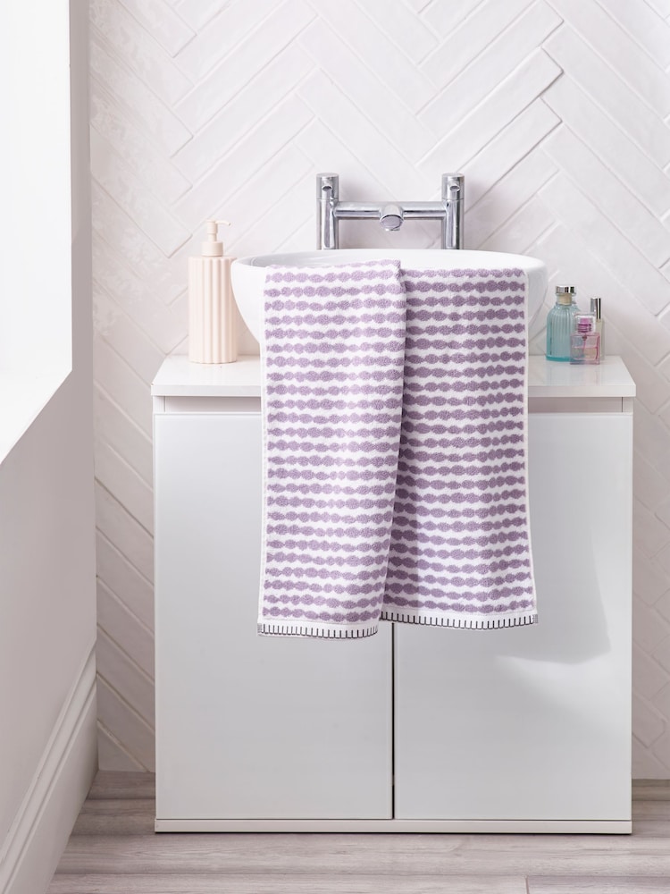 Lilac Purple Stripe Towel 100% Cotton - Image 2 of 5