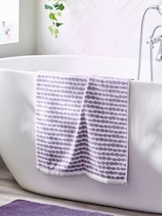 Lilac Purple Stripe Towel 100% Cotton - Image 4 of 5