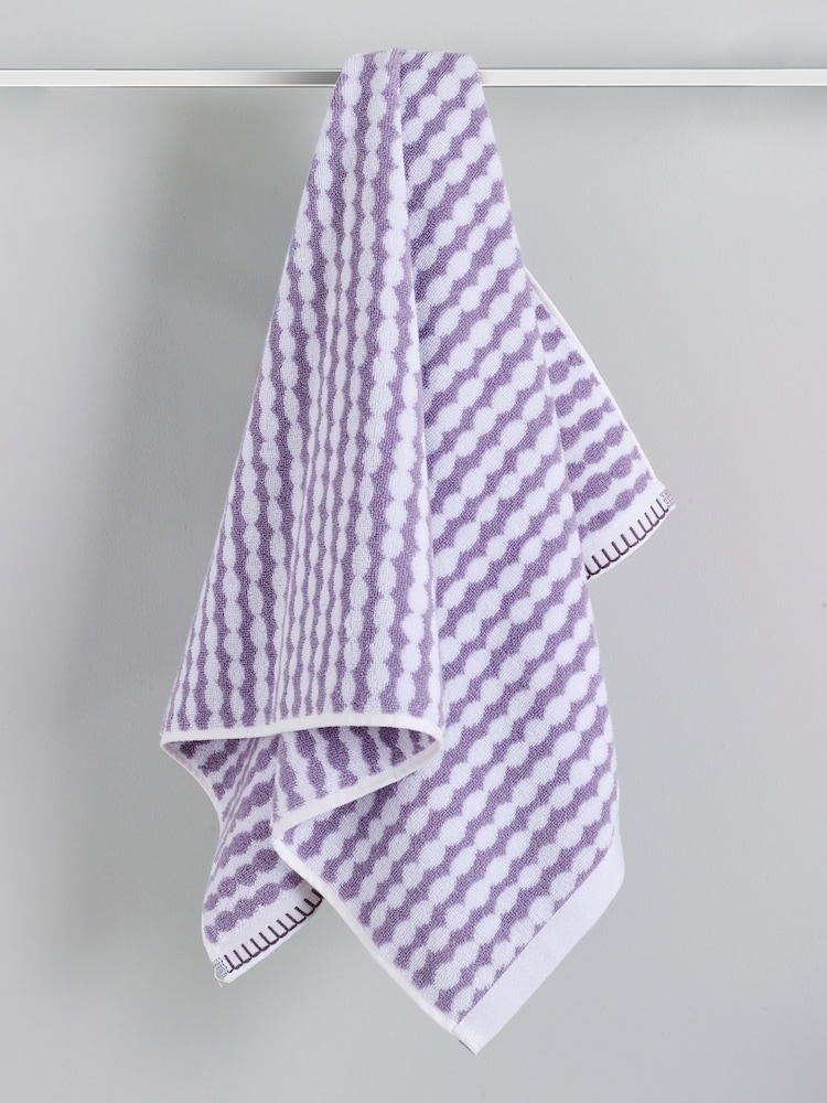 Lilac Purple Stripe Towel 100% Cotton - Image 5 of 5