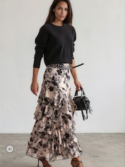 Religion Pink Laura Multi layer Ruffle Maxi Skirt - Image 3 of 8