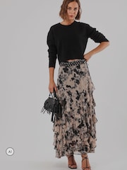 Religion Pink Laura Multi layer Ruffle Maxi Skirt - Image 6 of 8