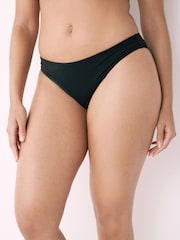 Black Ruched Side High Leg Bikini Bottoms - Image 1 of 5