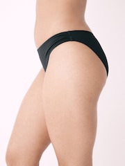 Black Ruched Side High Leg Bikini Bottoms - Image 2 of 5