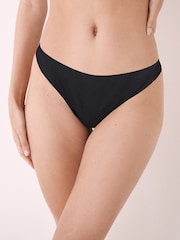 Black Ruched Side High Leg Bikini Bottoms - Image 3 of 5
