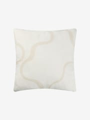 Jasper Conran London White 100% Cotton Wiggle Embroidered Feather Filled Cushion - Image 2 of 3