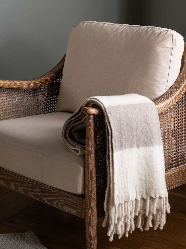 Garden Trading Natural Stripe Leigh Wide Throw Wool - Image 1 of 3