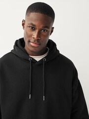 Black Oversized Jersey Cotton Rich Overhead Hoodie - Image 3 of 7