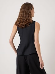 Hush Black Jose V-Neck Godet Linen Top - Image 3 of 5