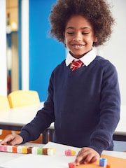 Navy Blue Knitted V-Neck School Jumper (3-18yrs) - Image 1 of 5
