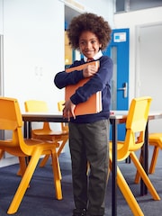 Navy Blue Knitted V-Neck School Jumper (3-18yrs) - Image 4 of 5