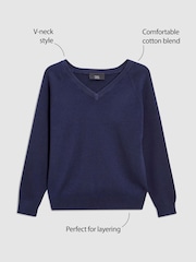 Navy Blue Knitted V-Neck School Jumper (3-18yrs) - Image 5 of 5