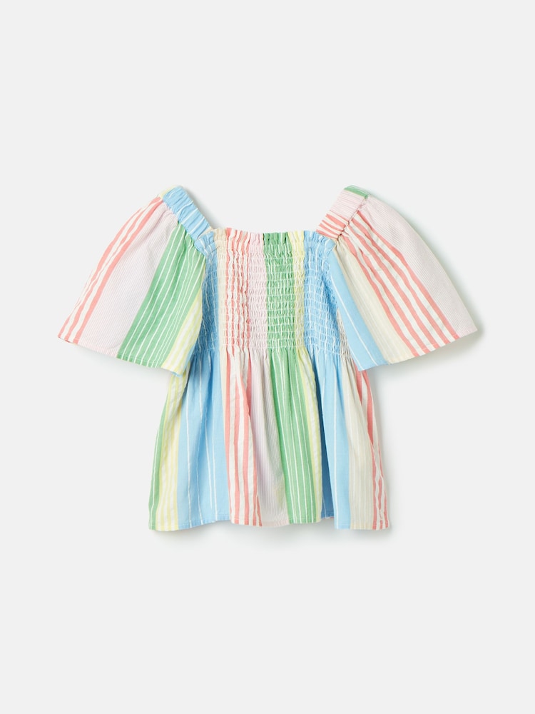 Joules GirlsLife's A Picnic Multi Stripe Woven Top - Image 1 of 5