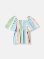 Joules GirlsLife's A Picnic Multi Stripe Woven Top - Image 2 of 5