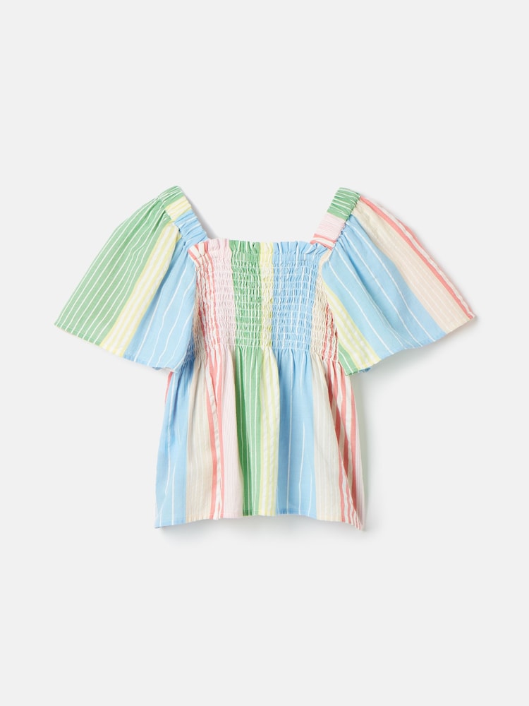 Joules GirlsLife's A Picnic Multi Stripe Woven Top - Image 2 of 5