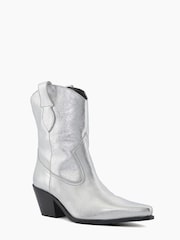 Dune London Silver Pardner Pull On Western Boots - Image 2 of 5