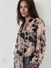 Religion Nude Alfa V-Neck Blouse With Tie Sash - Image 1 of 8
