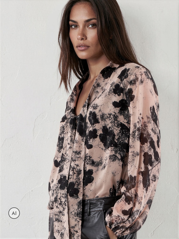 Religion Nude Alfa V-Neck Blouse With Tie Sash - Image 1 of 8 Religion Nude Alfa V-Neck Blouse With Tie Sash - Image 1 of 8