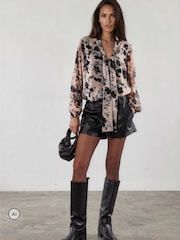 Religion Nude Alfa V-Neck Blouse With Tie Sash - Image 4 of 8
