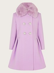 Monsoon Purple Double Breasted Skirted Smart Coat - Image 1 of 3
