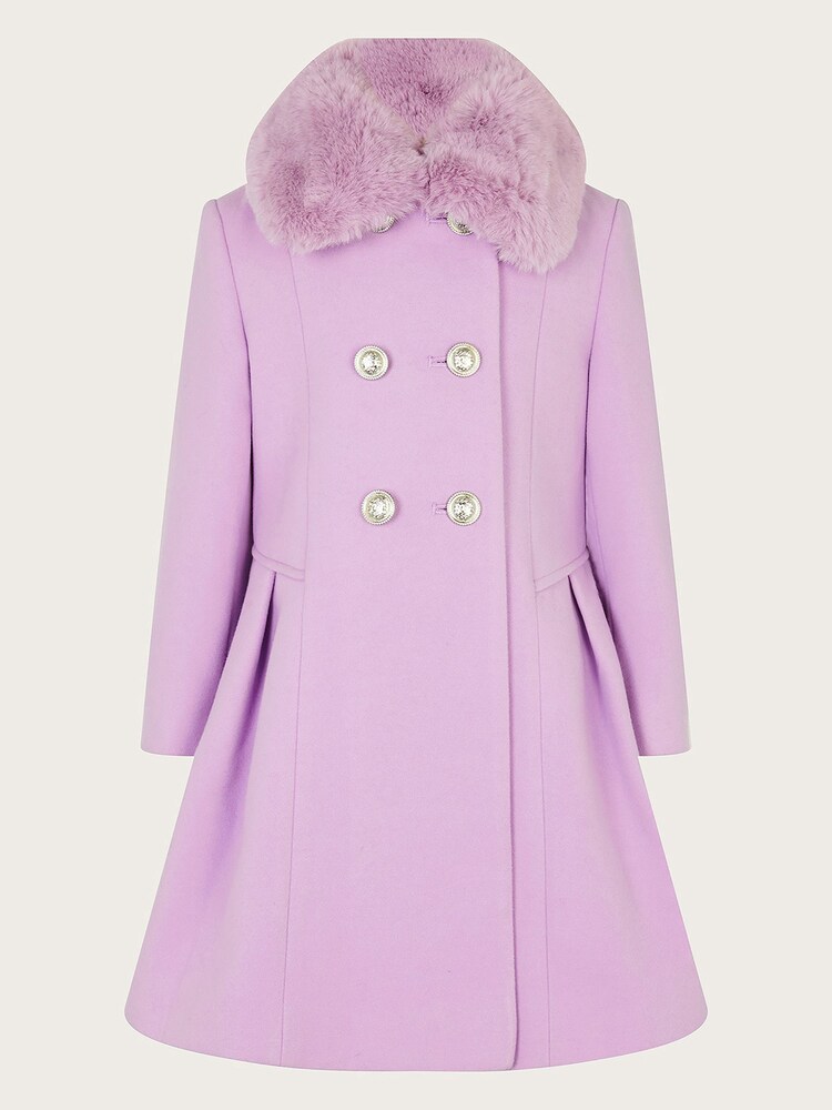 Monsoon Purple Double Breasted Skirted Smart Coat - Image 1 of 3