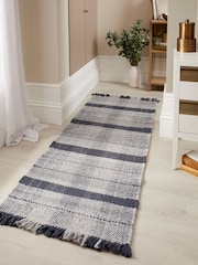 Origin Rug Collection. Navy Highland Check Runner - Image 1 of 4