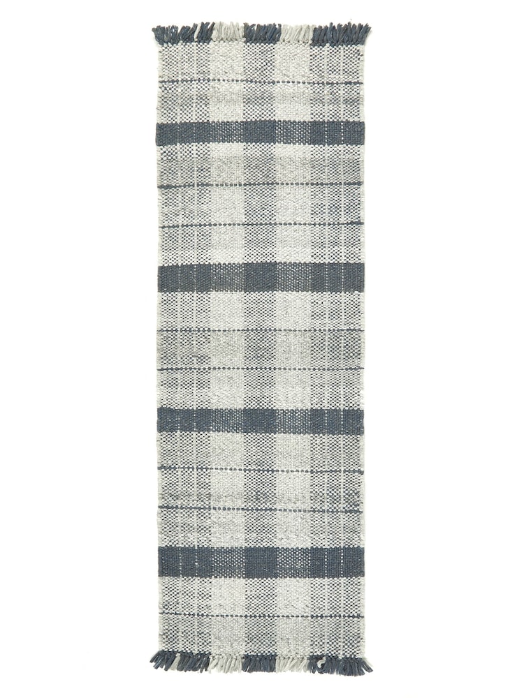 Origin Rug Collection. Navy Highland Check Runner - Image 4 of 4