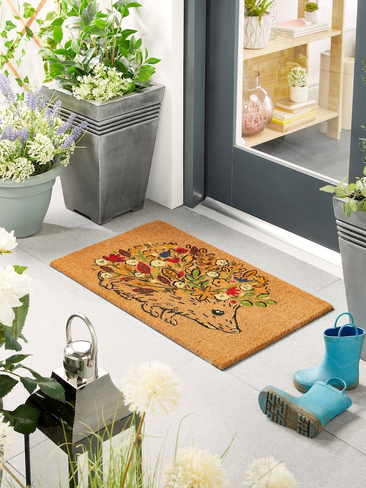 My Mat Floral Hedgehog Printed Coir Doormat - Image 1 of 2