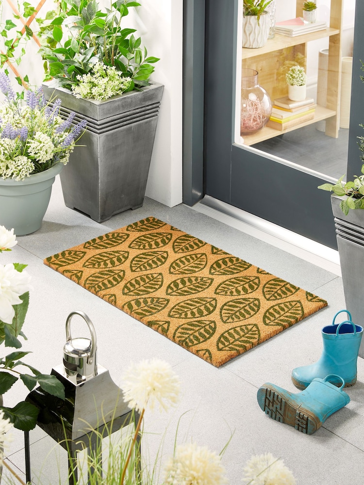 My Mat Green Leaves Printed Coir Doormat - Image 1 of 2
