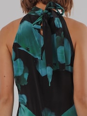 Religion Blue/Green Floral Fire Print Valeria Maxi Halterneck Dress - Image 6 of 8