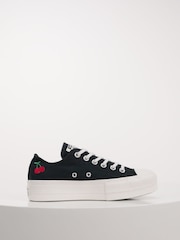 Converse Black Cherry Embroidered Ox Lift Trainers - Image 1 of 3
