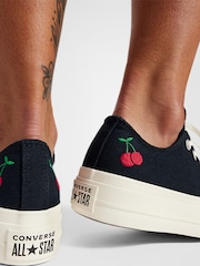 Converse Black Cherry Embroidered Ox Lift Trainers - Image 3 of 3