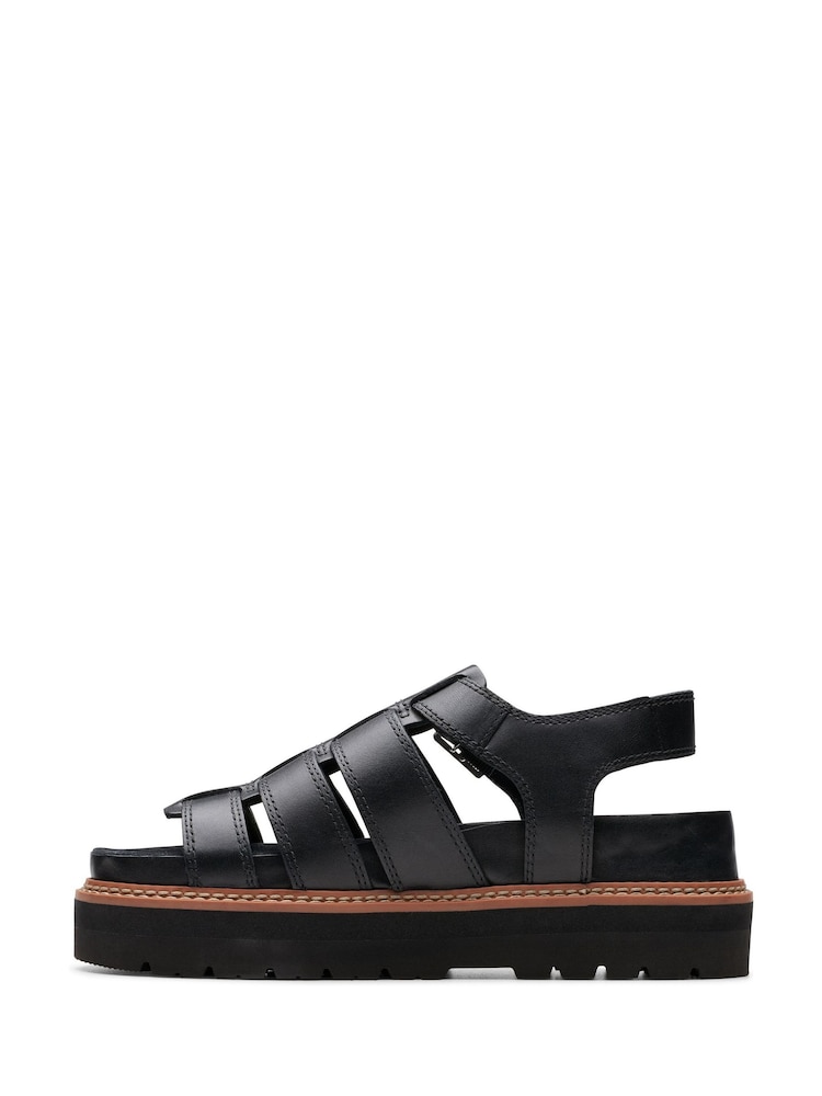 Clarks Black Leather Orianna Twist Sandals - Image 2 of 7