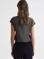Reiss Charcoal Bonnie Layered V-Neck T-Shirt - Image 5 of 5
