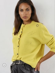 Religion Yellow Cute Mini Maddie Cardigan with Embroidery Designs - Image 3 of 8