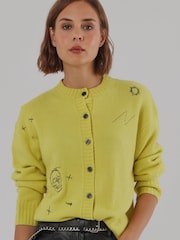 Religion Yellow Cute Mini Maddie Cardigan with Embroidery Designs - Image 8 of 8