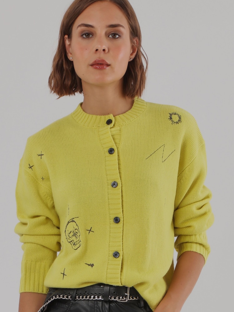 Religion Yellow Cute Mini Maddie Cardigan with Embroidery Designs - Image 8 of 8 Religion Yellow Cute Mini Maddie Cardigan with Embroidery Designs - Image 8 of 8