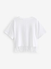 Ecru White 100% Cotton Sequin Heart T-Shirt (3-16yrs) - Image 2 of 3