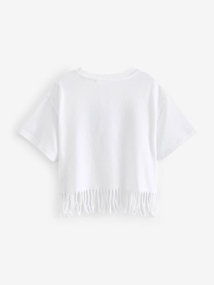 Ecru White 100% Cotton Sequin Heart T-Shirt (3-16yrs) - Image 2 of 3