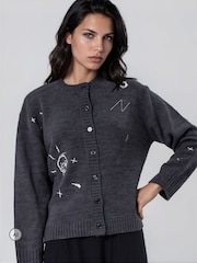 Religion Grey Cute Mini Maddie Cardigan with Embroidery Designs - Image 2 of 6