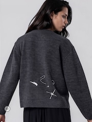 Religion Grey Cute Mini Maddie Cardigan with Embroidery Designs - Image 5 of 6