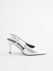 Silver Forever Comfort® Chisel Toe Slingback Heels - Image 2 of 10